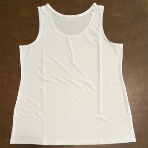 Susan Graver Side Split Liquid Knit White Tunic Tank, Size L